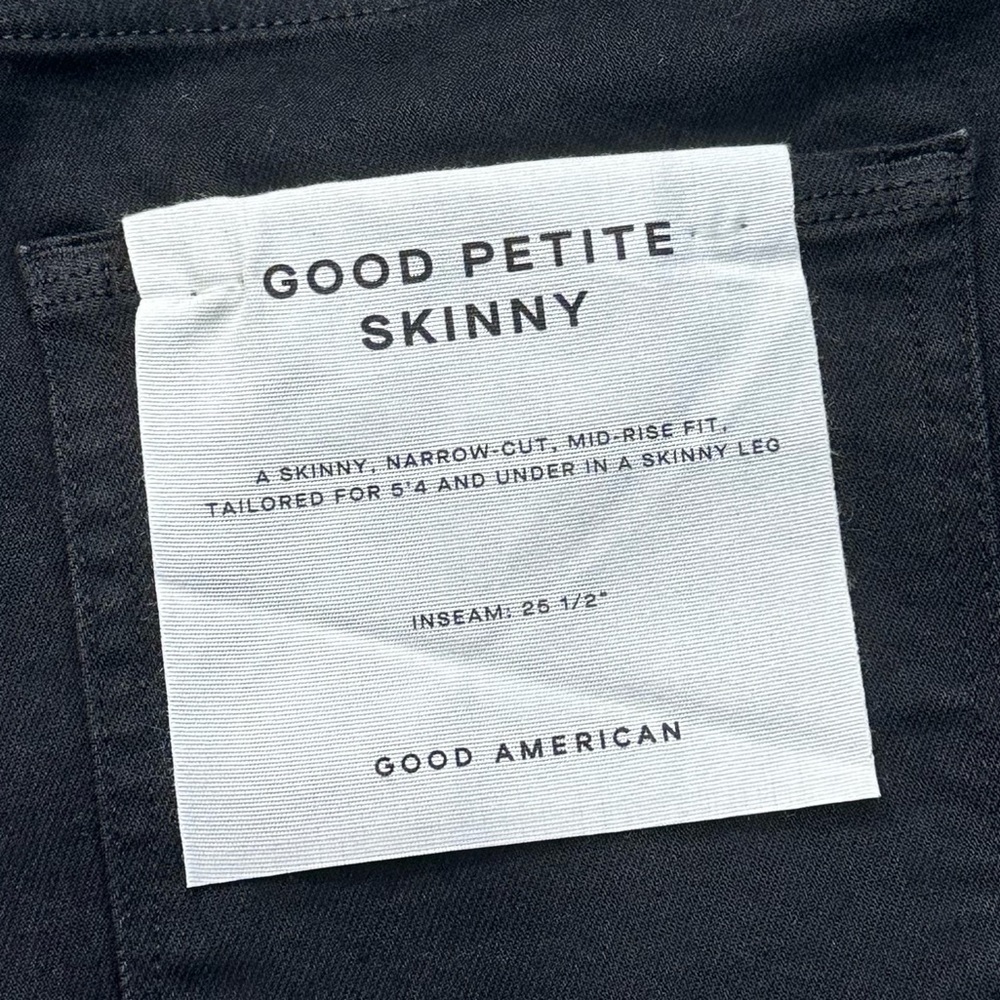 NWT Good American Petite Skinny Jeans in Black Size 6-12 - Picture 9 of 10